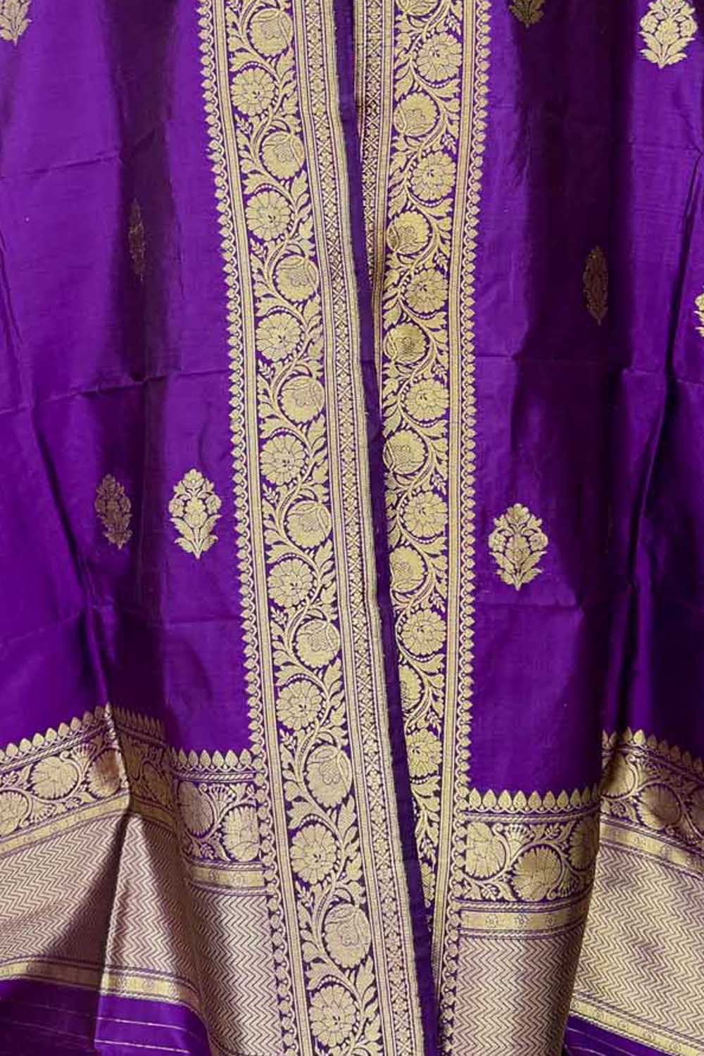 Purple Pure Katan Silk Banarasi Handloom Booti Design Handloom Dupatta