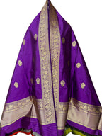 Purple Pure Katan Silk Banarasi Handloom Booti Design Handloom Dupatta