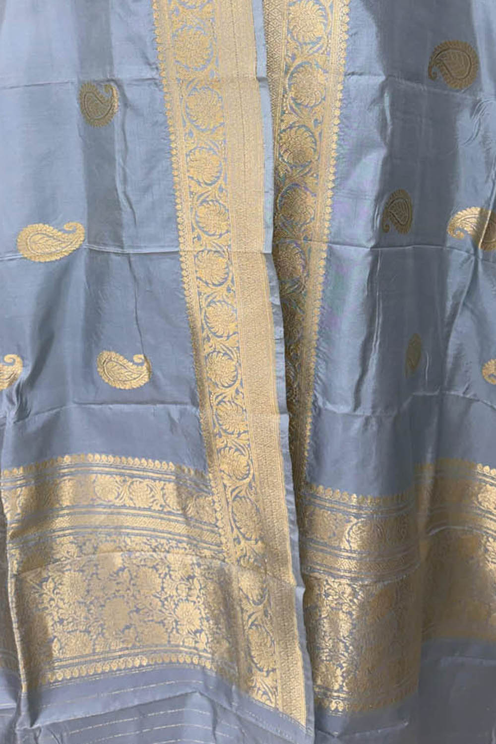 Purple Pure Katan Silk Banarasi Handloom Booti Design Handloom Dupatta