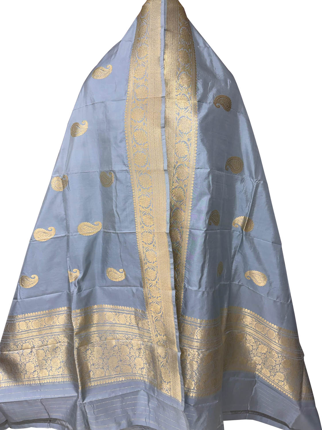 Purple Pure Katan Silk Banarasi Handloom Booti Design Handloom Dupatta