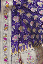 Purple Pure Katan Silk Banarasi Saree Handloom Festive Wear
