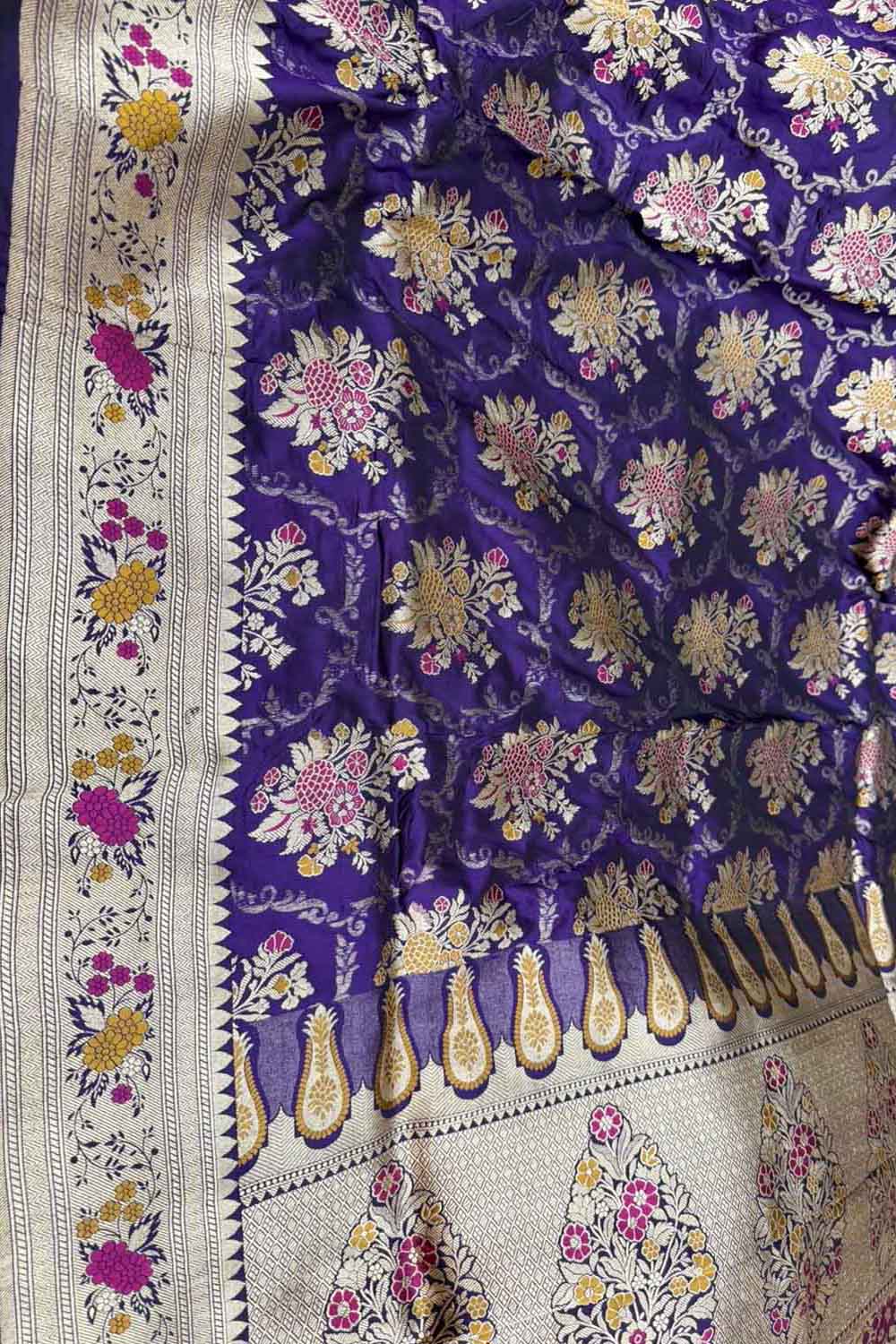 Purple Pure Katan Silk Banarasi Saree Handloom Festive Wear