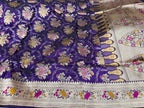 Purple Pure Katan Silk Banarasi Saree Handloom Festive Wear