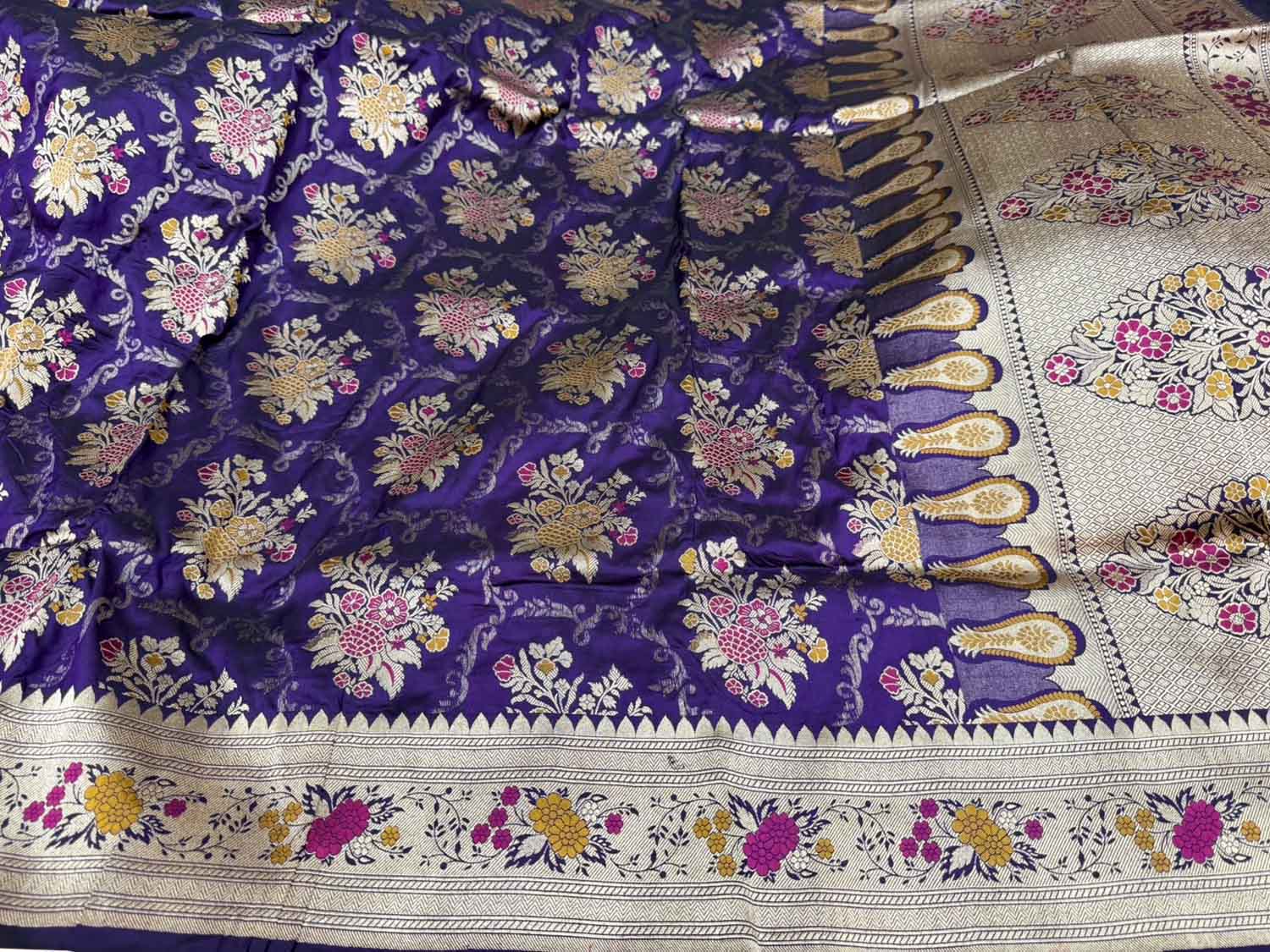 Purple Pure Katan Silk Banarasi Saree Handloom Festive Wear