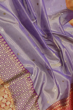 Purple Banarasi Kora Tissue Silk Saree — Meenakari Skirt Border, Festive Elegance