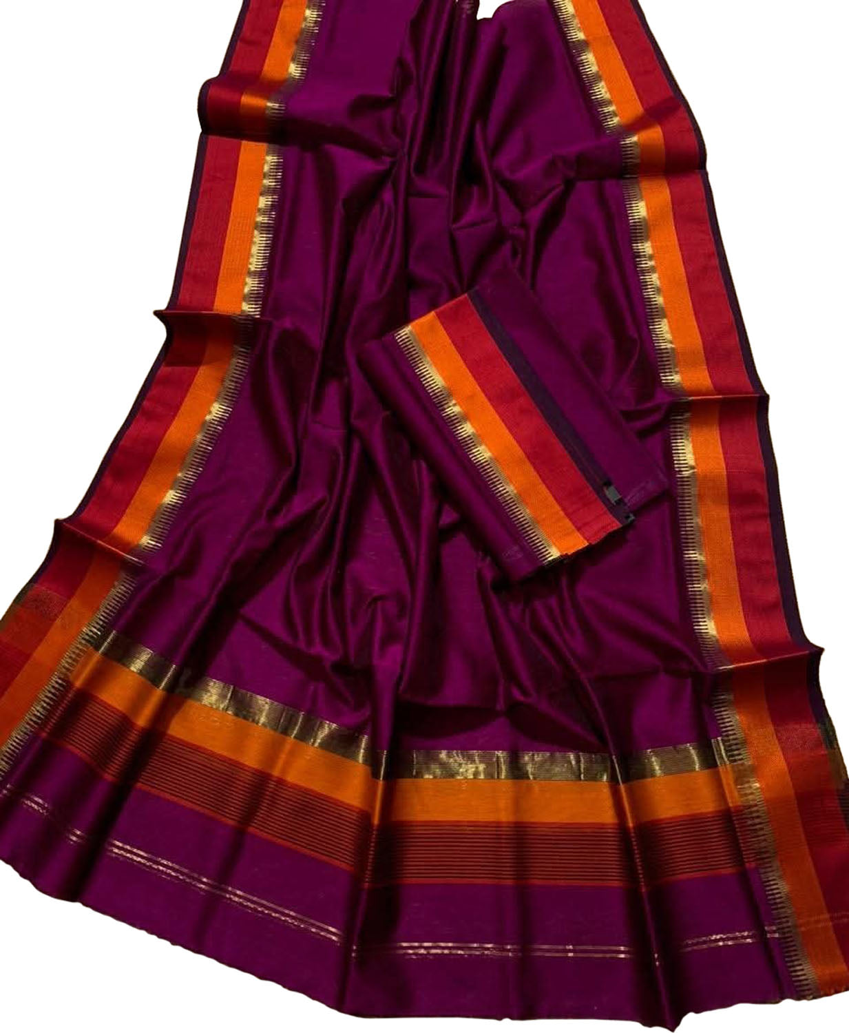 Purple Pure Maheshwari Silk Handloom Suit Set