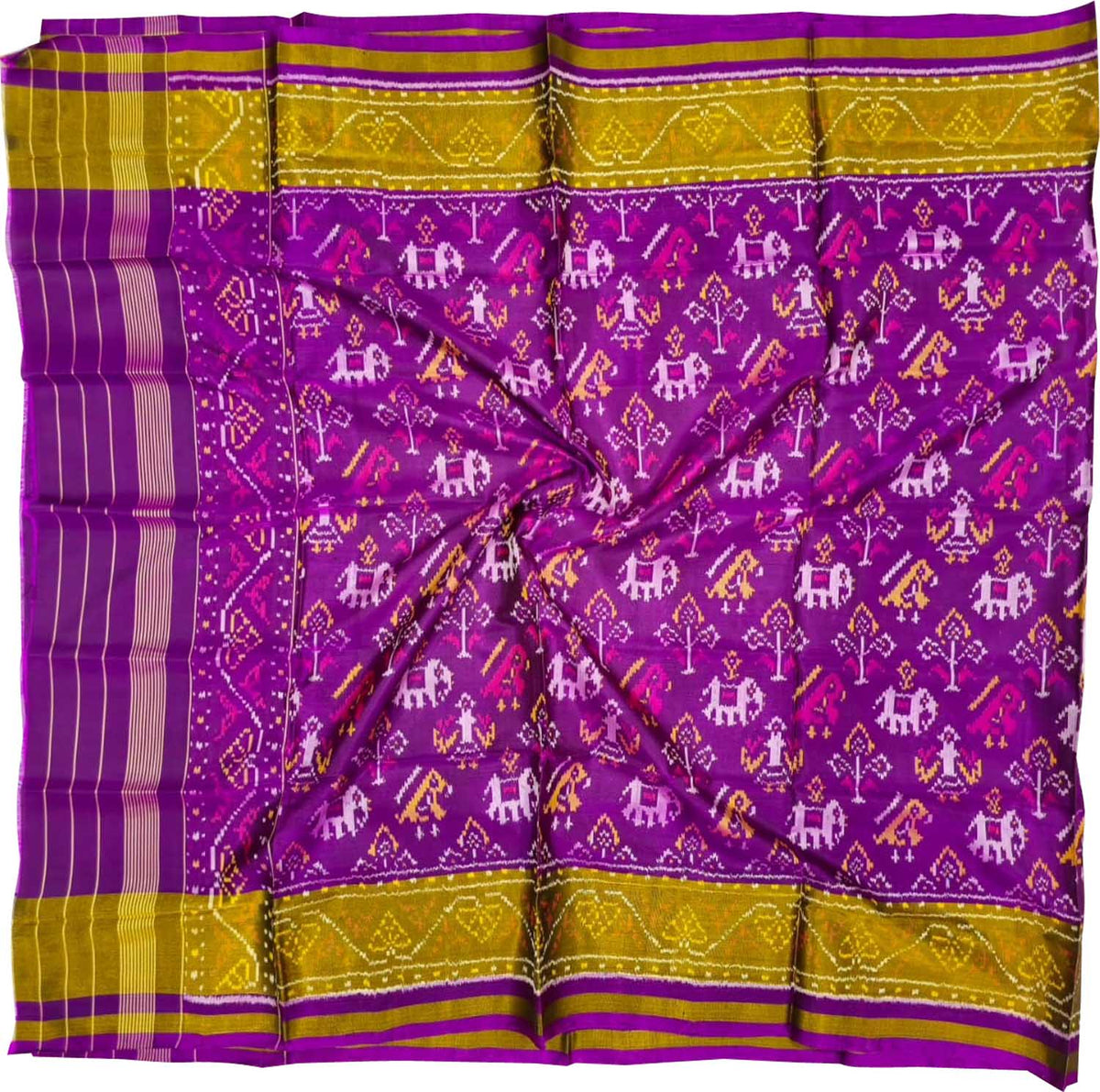 Purple Pure Silk Handloom Patola Ikat Dupatta
