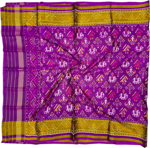 Purple Pure Silk Handloom Patola Ikat Dupatta