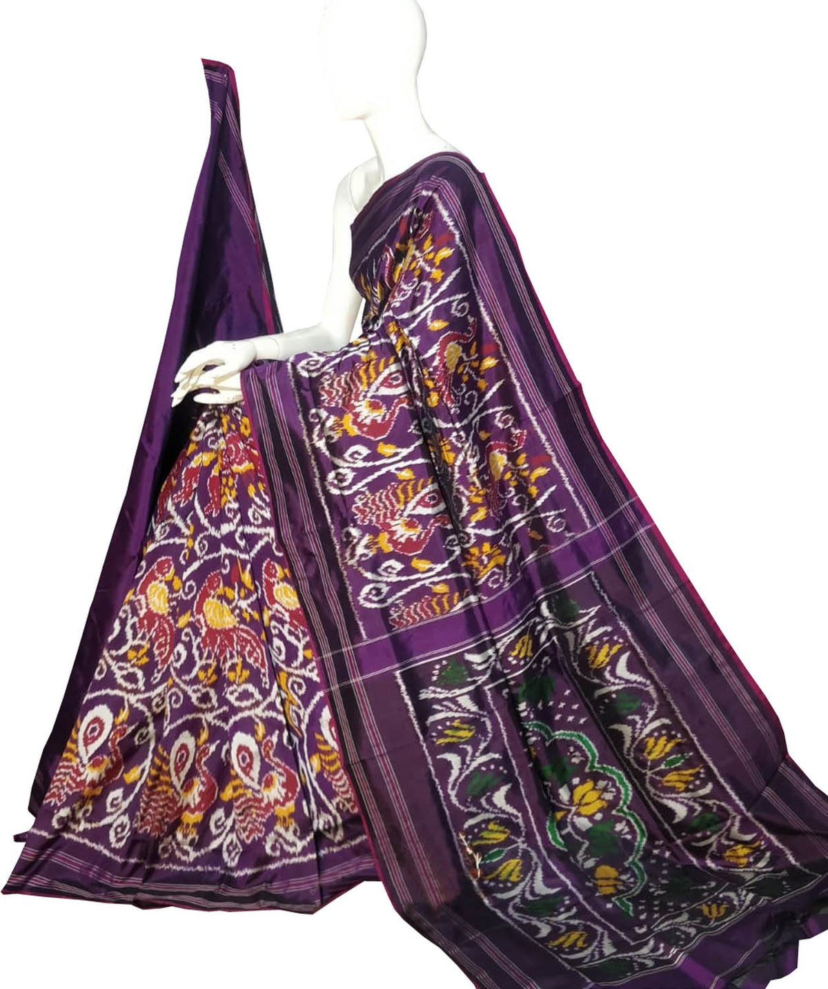 Purple Pure Silk Pochampalli Ikat Handloom Saree