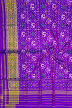 Purple Pure Single Ikat Patan Patola Handloom Dupatta