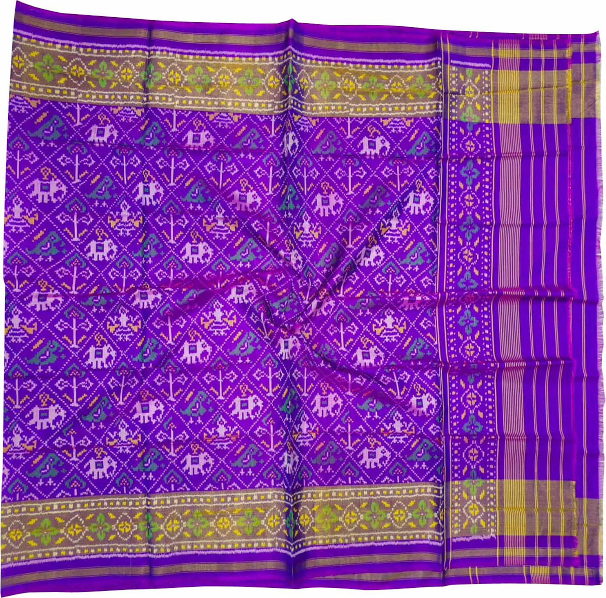 Purple Pure Single Ikat Patan Patola Handloom Dupatta