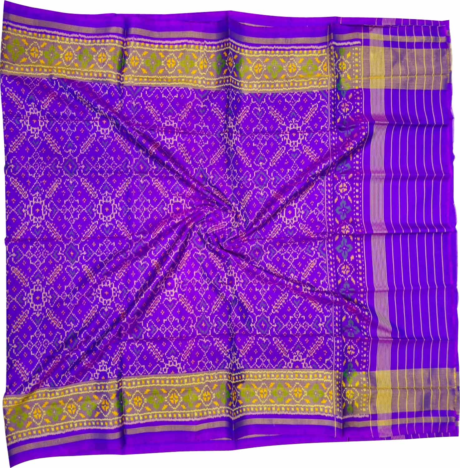 Purple Pure Single Ikat Patan Patola Handloom Dupatta