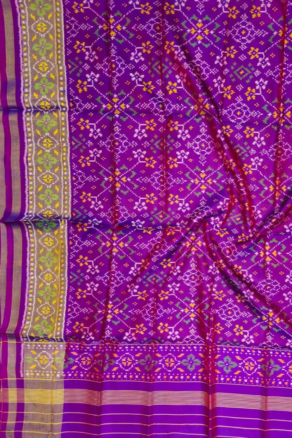 Purple Pure Single Ikat Patan Patola Handloom Dupatta