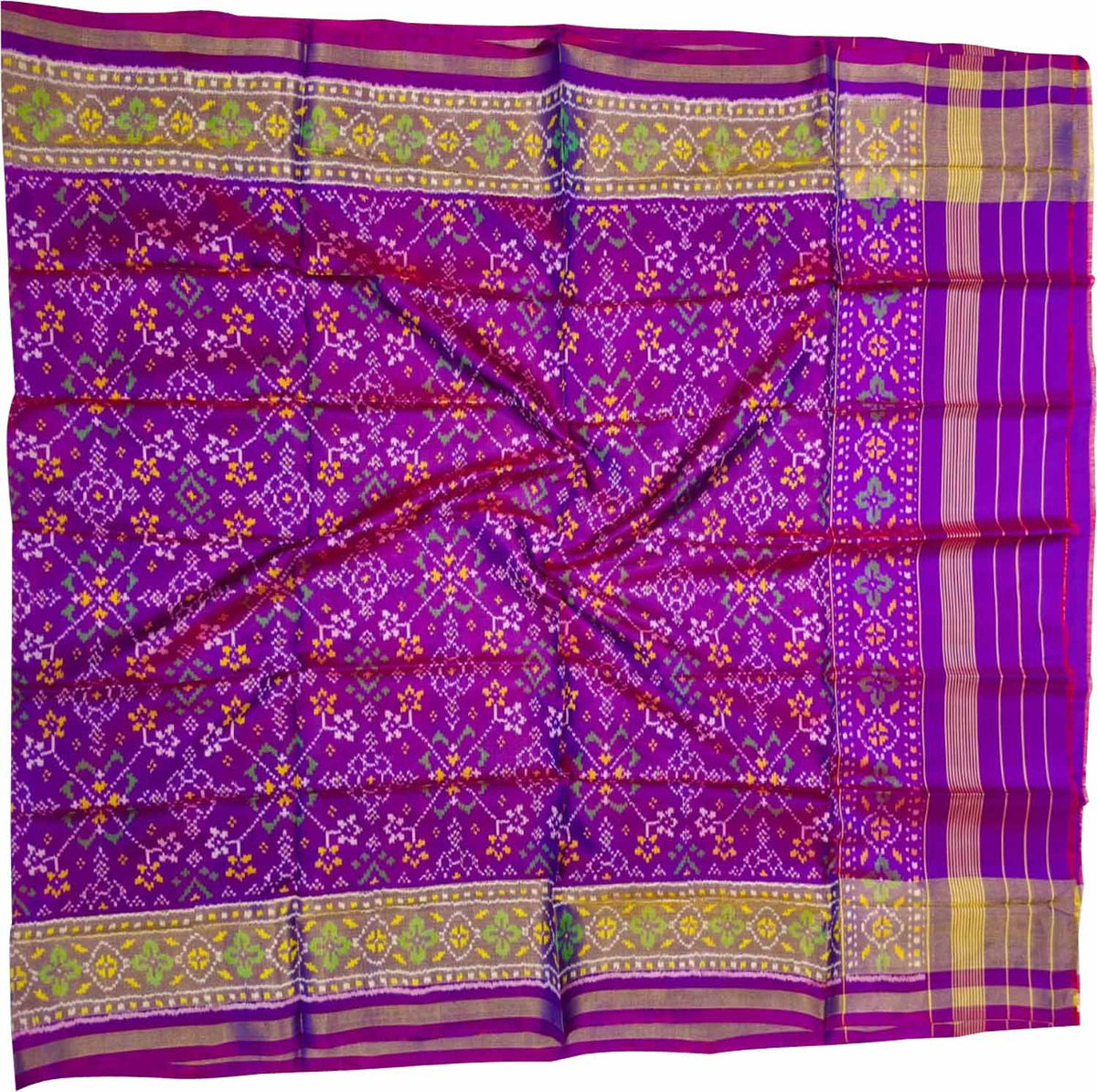 Purple Pure Single Ikat Patan Patola Handloom Dupatta