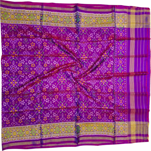 Purple Pure Single Ikat Patan Patola Handloom Dupatta