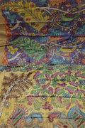 Purple Pure Tussar Silk Hand Painted Kalamkari Saree