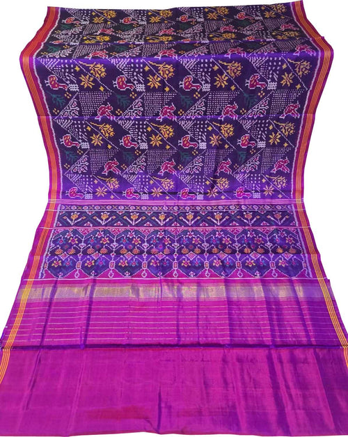 Purple Patan Patola Single Ikat Pure Silk Saree Handloom Festive
