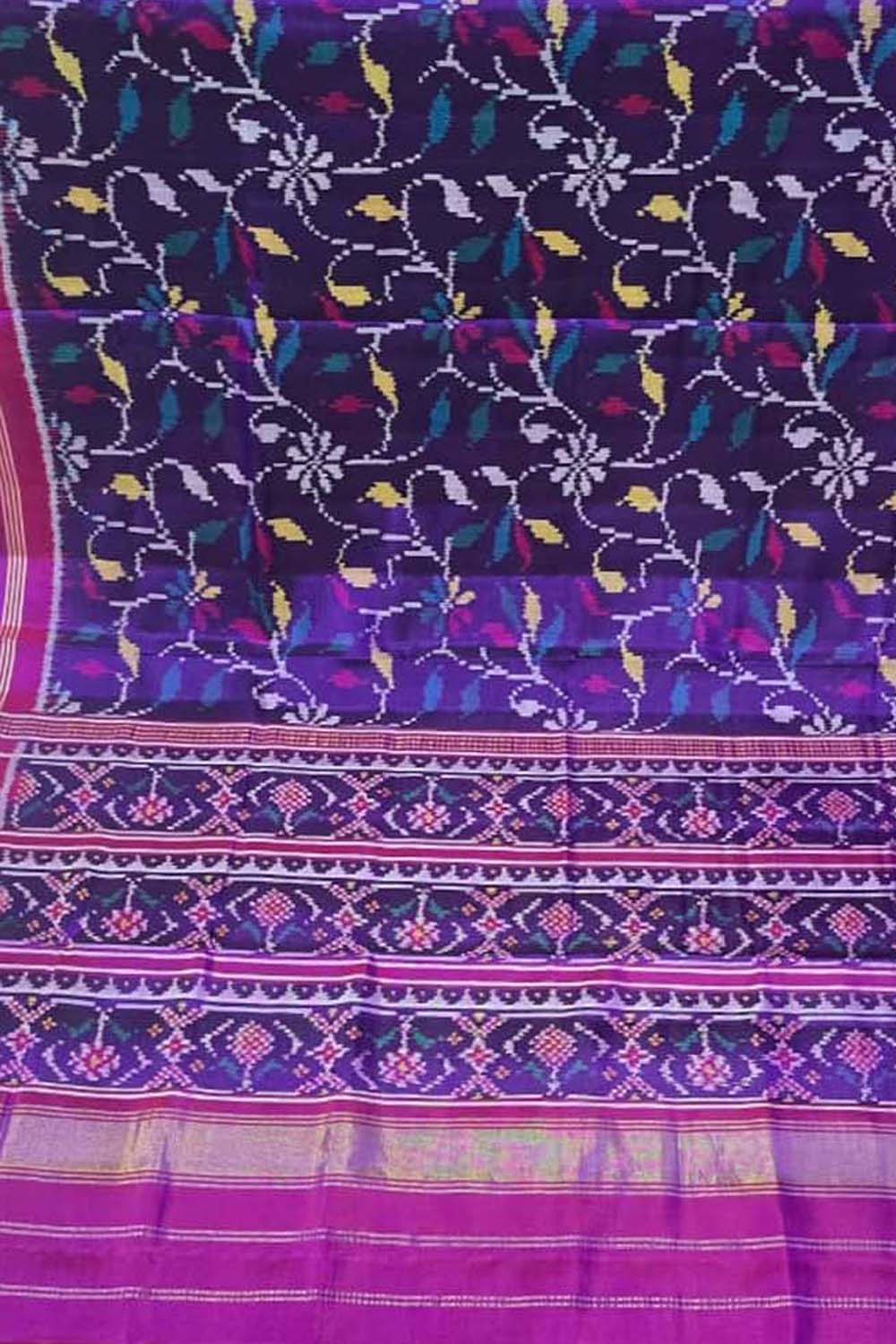 Purple Patan Patola Single Ikat Pure Silk Saree Handloom Wedding