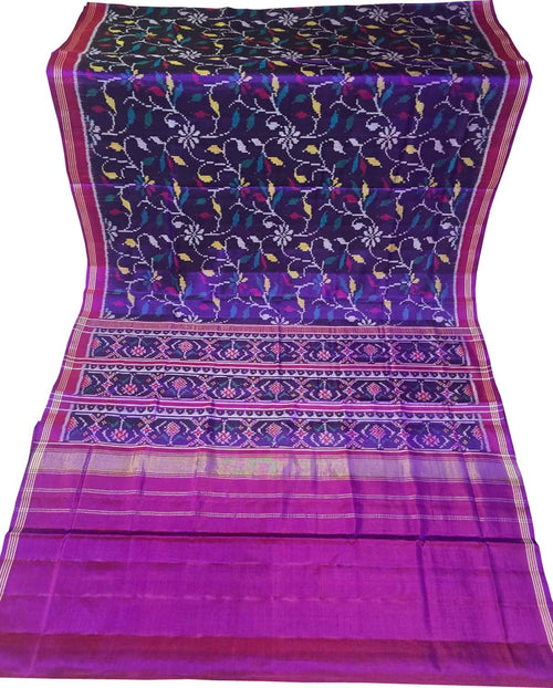 Purple Patan Patola Single Ikat Pure Silk Saree Handloom Wedding