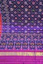 Purple Patan Patola Single Ikat Pure Silk Saree Handloom Celebration