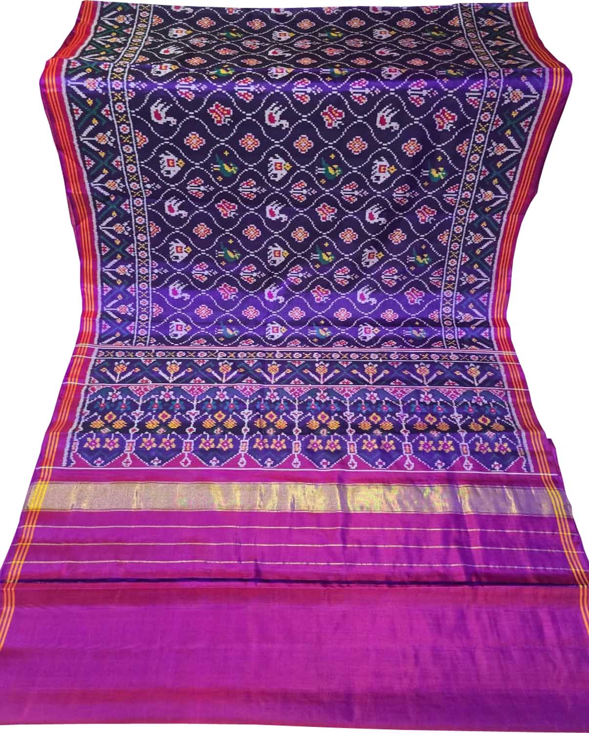Purple Patan Patola Single Ikat Pure Silk Saree Handloom Celebration