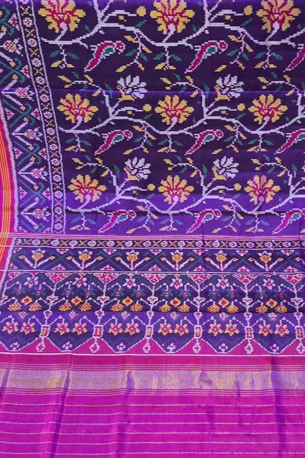 Purple Patan Patola Single Ikat Pure Silk Saree Handloom Special