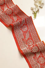 Red Banarasi Handloom Vintage Pure Silk Border Lace - Luxurion World