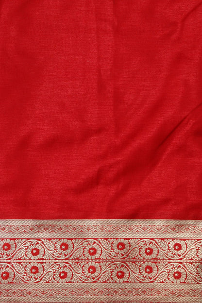 Red satin Silk Banarasi Suit with Paithani Silk Dupatta IS4B1260207007