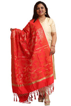Stunning Red Banarasi Silk Dupatta - with a beautifully handcrafted matching tassel - Luxurion World