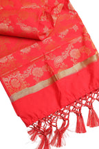 Stunning Red Banarasi Silk Dupatta - with a beautifully handcrafted matching tassel - Luxurion World