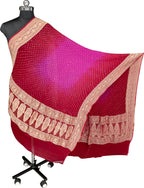 Red And Pink Bandhani Pure Georgette Dupatta