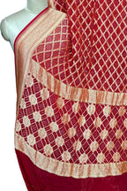 Red Banarasi Bandhani Pure Georgette Saree Neemzari