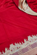 Red Banarasi Handloom Pure Katan Silk Ghat Design Saree