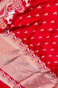 Red Banarasi Handloom Pure Katan Silk Saree Handloom Weave Festive