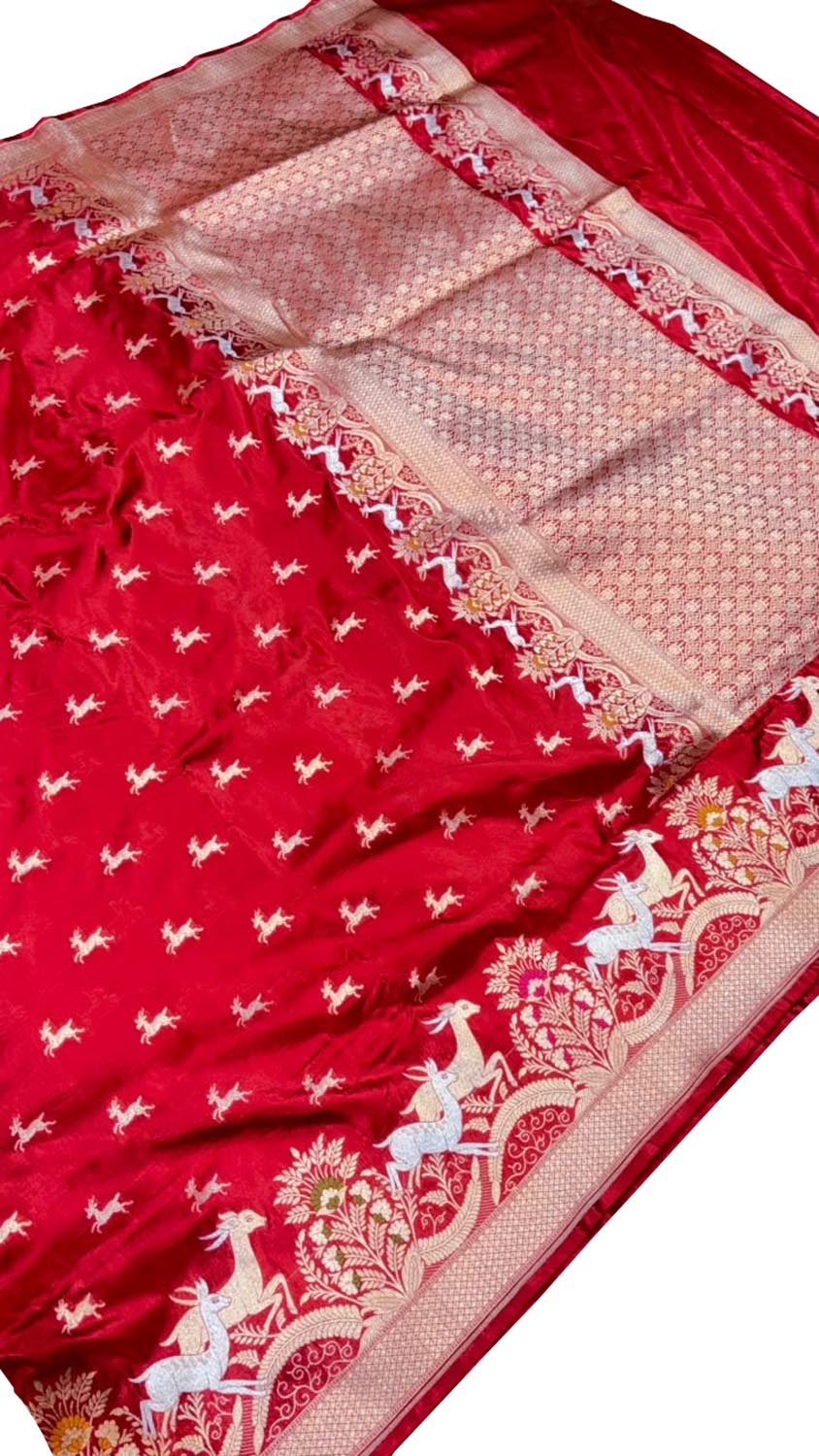 Red Banarasi Handloom Pure Katan Silk Saree
