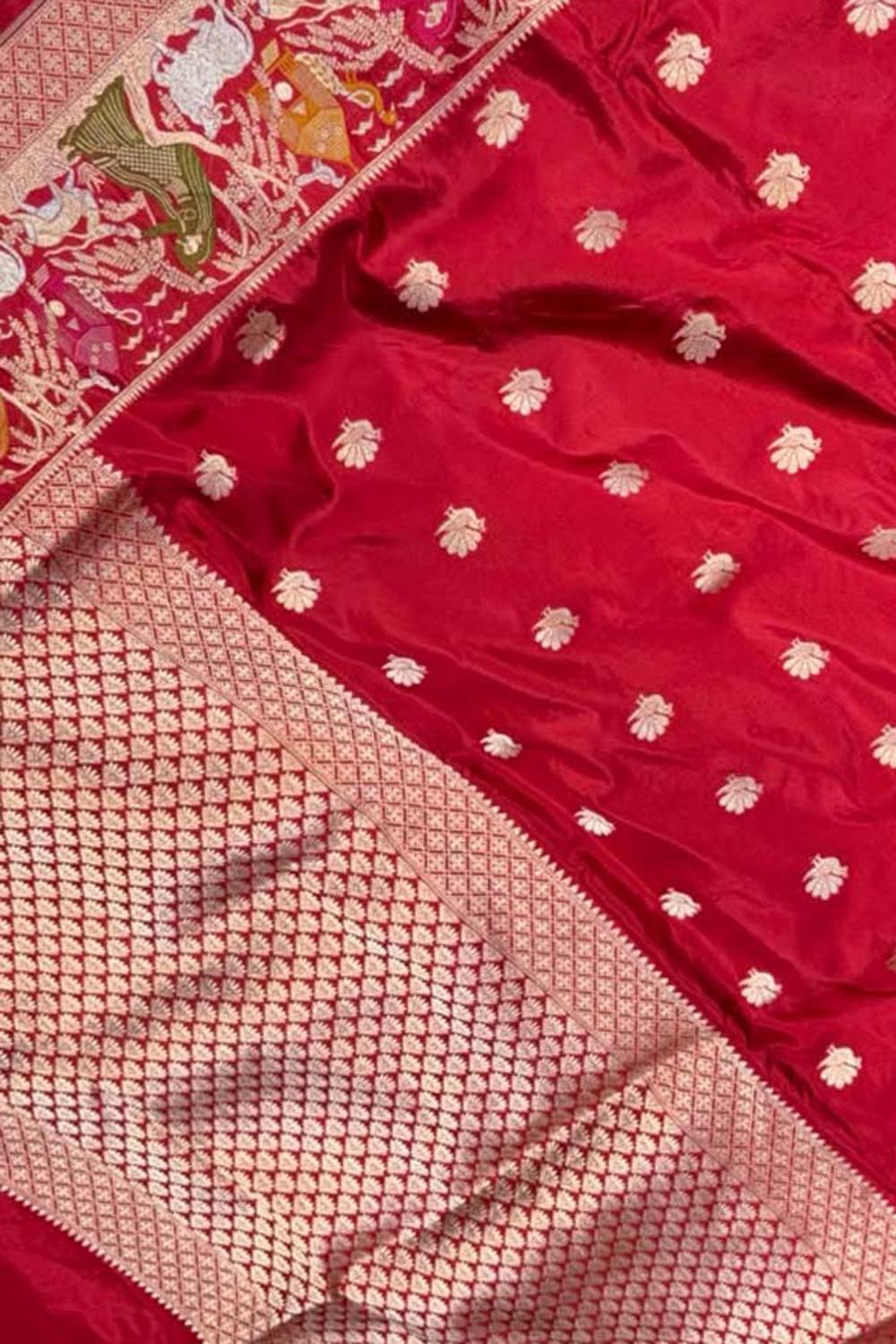 Red Banarasi Handloom Pure Katan Silk Saree