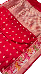 Red Banarasi Handloom Katan Silk Saree Handloom Weave Heritage