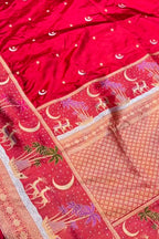 Red Banarasi Handloom Katan Silk Saree Weave Bridal