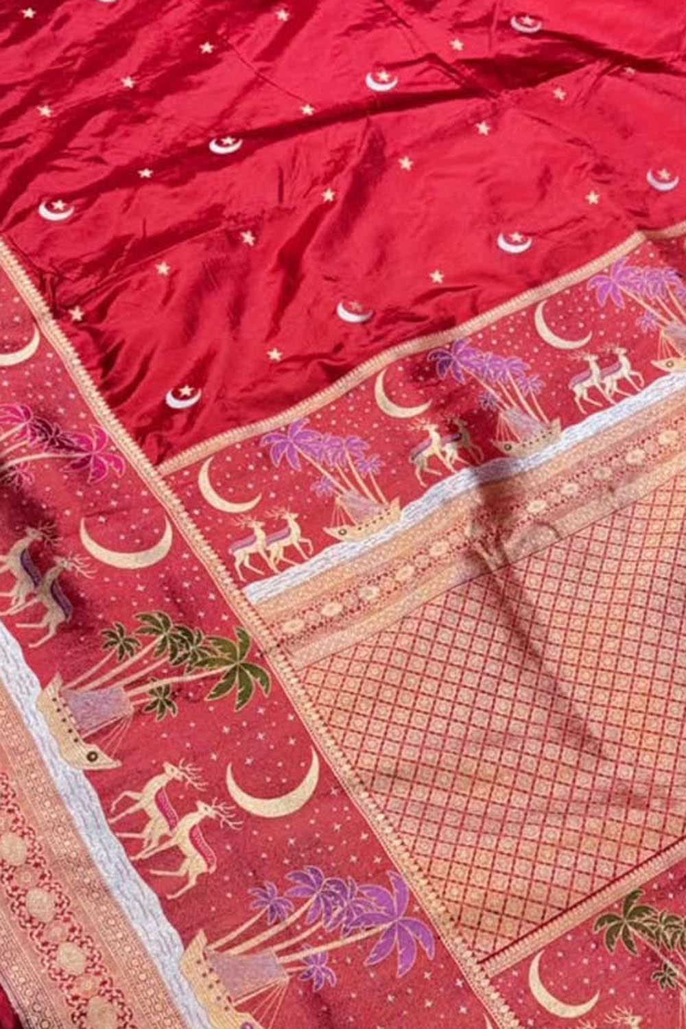 Red Banarasi Handloom Pure Katan Silk Saree