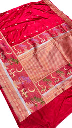 Red Banarasi Handloom Katan Silk Saree Weave Bridal