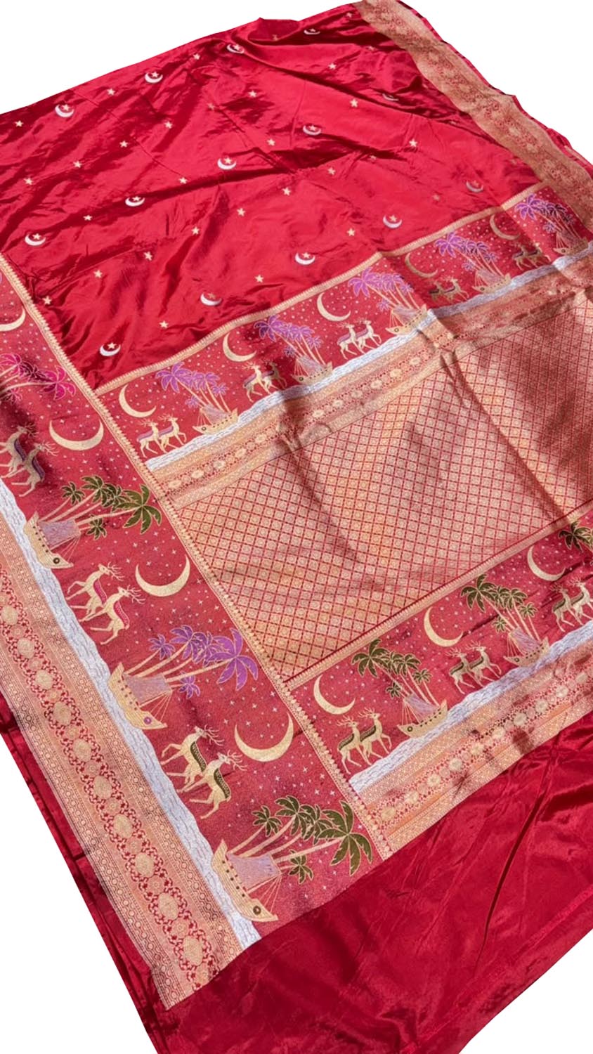 Red Banarasi Handloom Pure Katan Silk Saree