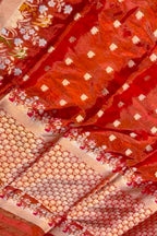 Orange Banarasi Handloom Katan Silk Saree Weave Festive