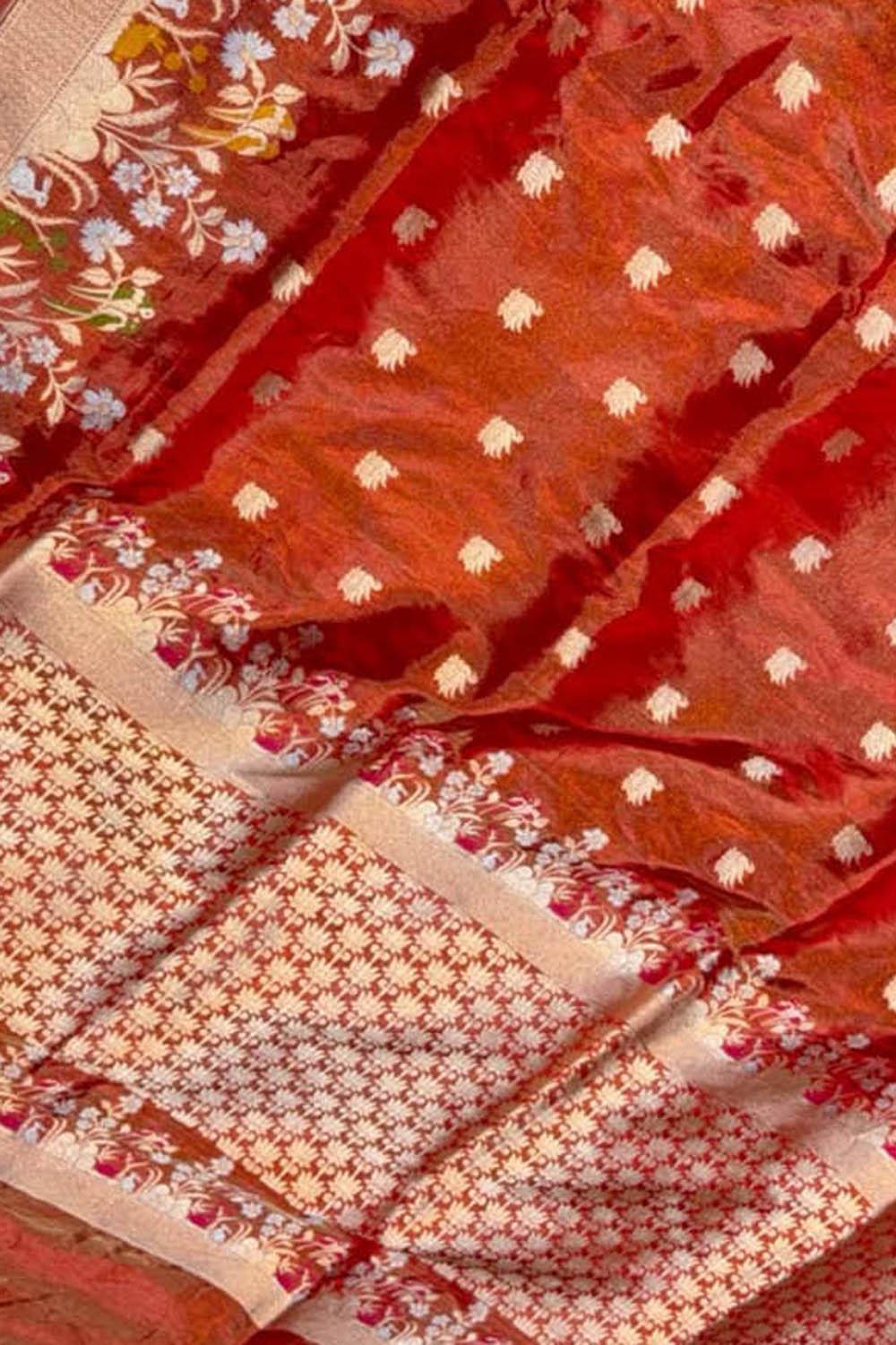 Orange Banarasi Handloom Pure Katan Silk Saree