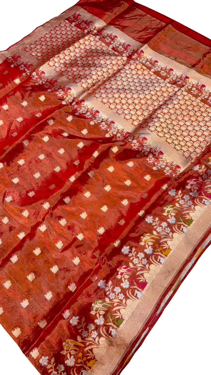 Orange Banarasi Handloom Pure Katan Silk Saree