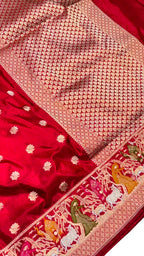 Red Banarasi Handloom Katan Silk Saree  Weave Luxury