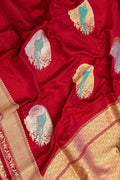 Red Banarasi Handloom Pure Katan Silk Bird Design Saree