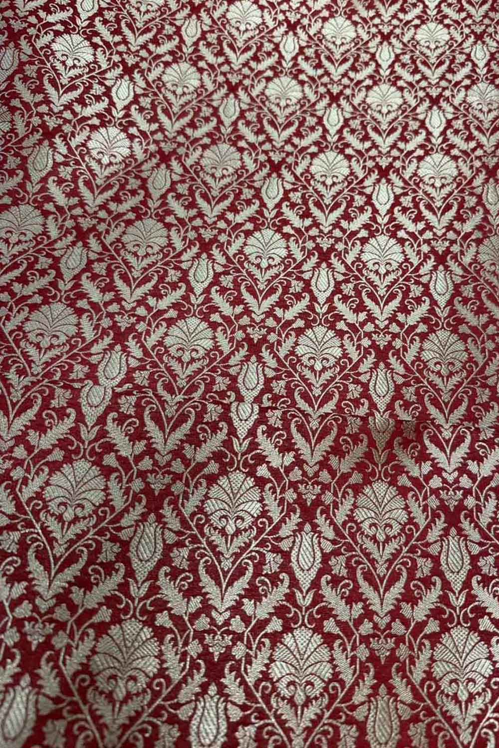 Red Banarasi Handloom Katan Silk Fabric
