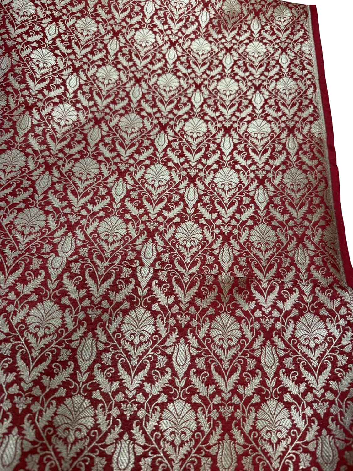 Red Banarasi Handloom Katan Silk Fabric