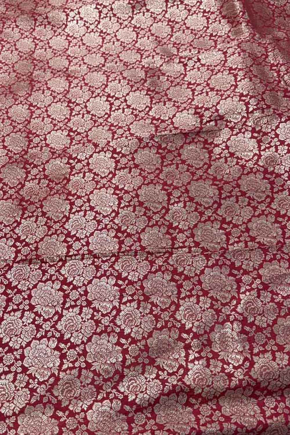 Red Banarasi Handloom Katan Silk Fabric