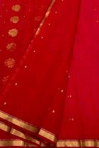 Red Chanderi Handloom Pure Katan Silk Saree